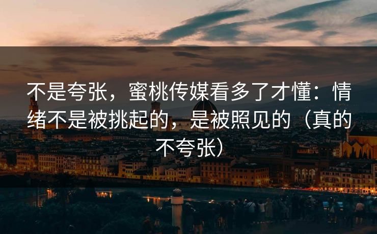 不是夸张，蜜桃传媒看多了才懂：情绪不是被挑起的，是被照见的（真的不夸张）